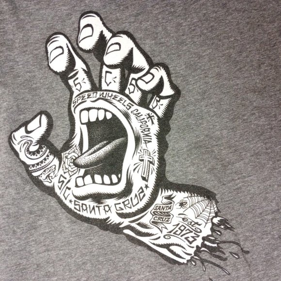 ---Santa Cruz “The Original” Screaming Hand grey T-shirt sz MEDIUM - Picture 6 of 6